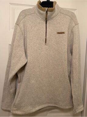 Timberland Men's Oatmeal Quarter Zip Fleece Pullover Sweater Size XL
